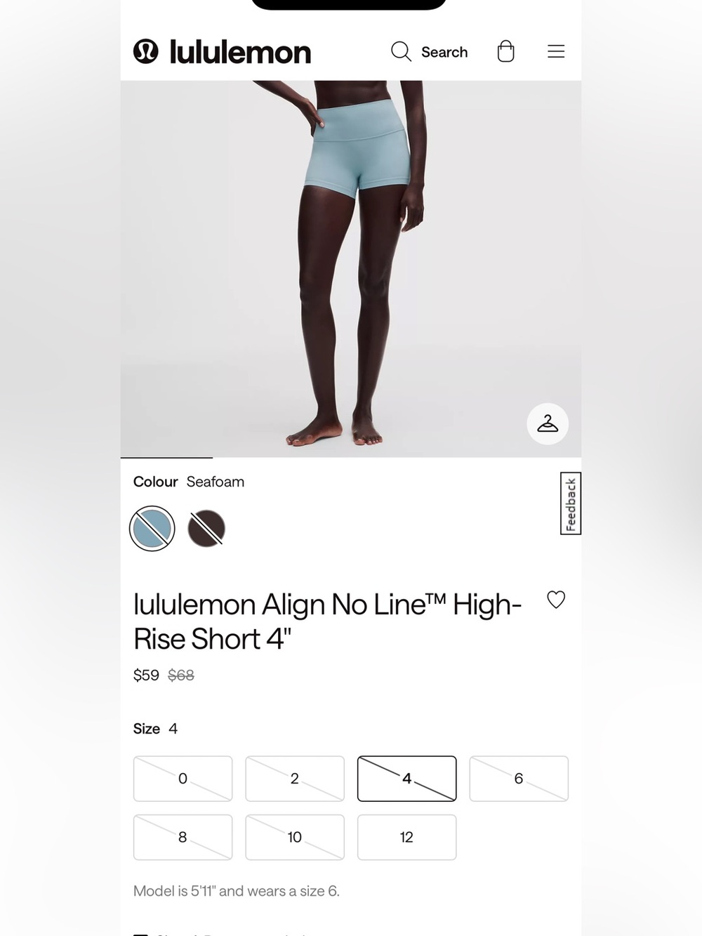 lululemon Women’s Align No Line HR Short 4” — Size 4 - Picture 9 of 9